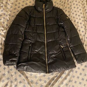 Michael Kors Women's Black Bomber Light Puff Gold Zipper Size Small